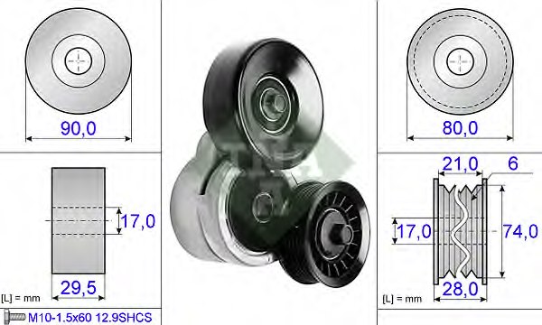 INA 534 0197 10 Belt Tensioner, v-ribbed belt